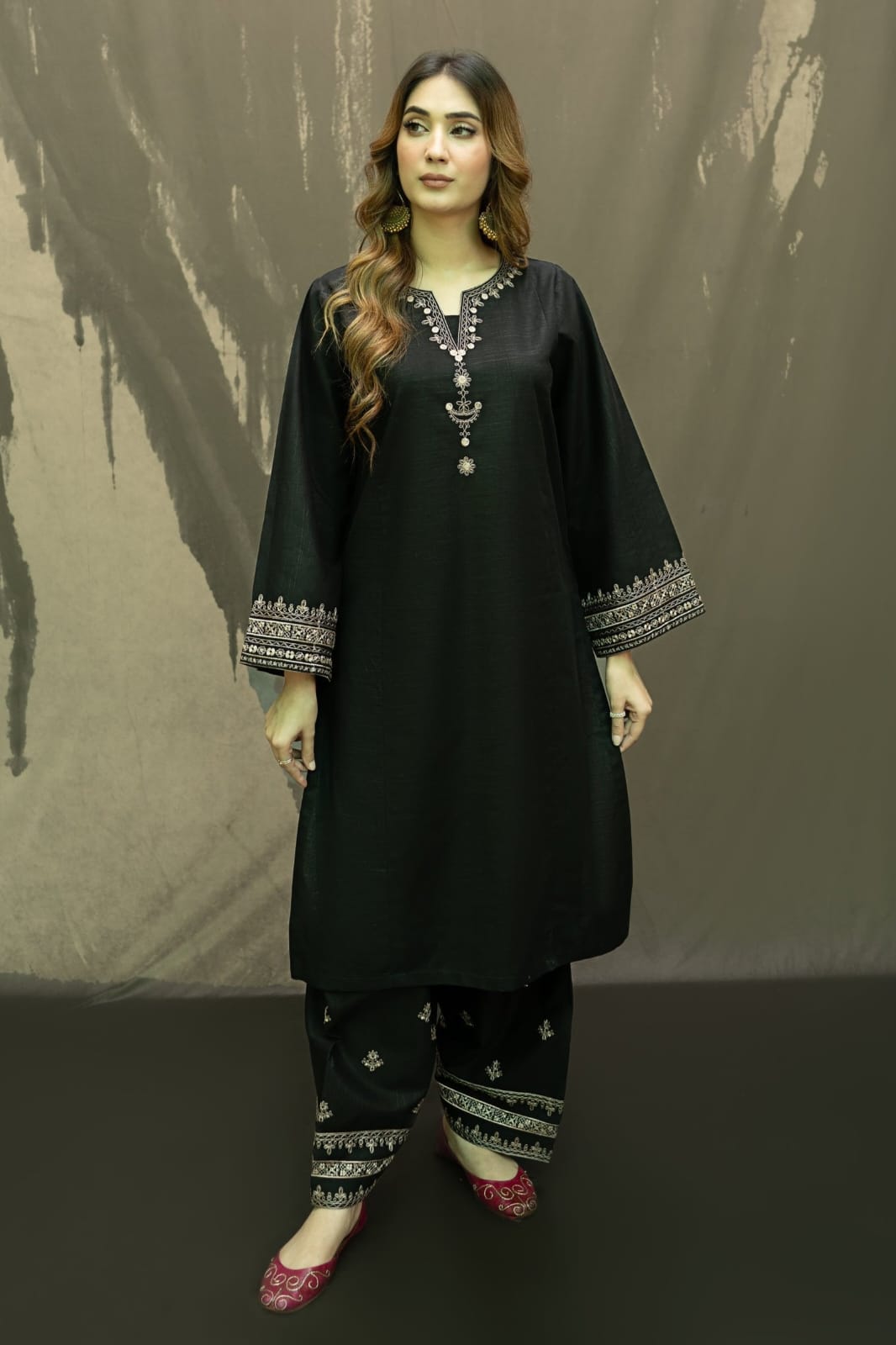 RARE 2PC COTTON WITH EMBROIDRED SHIRT & TROUSER
