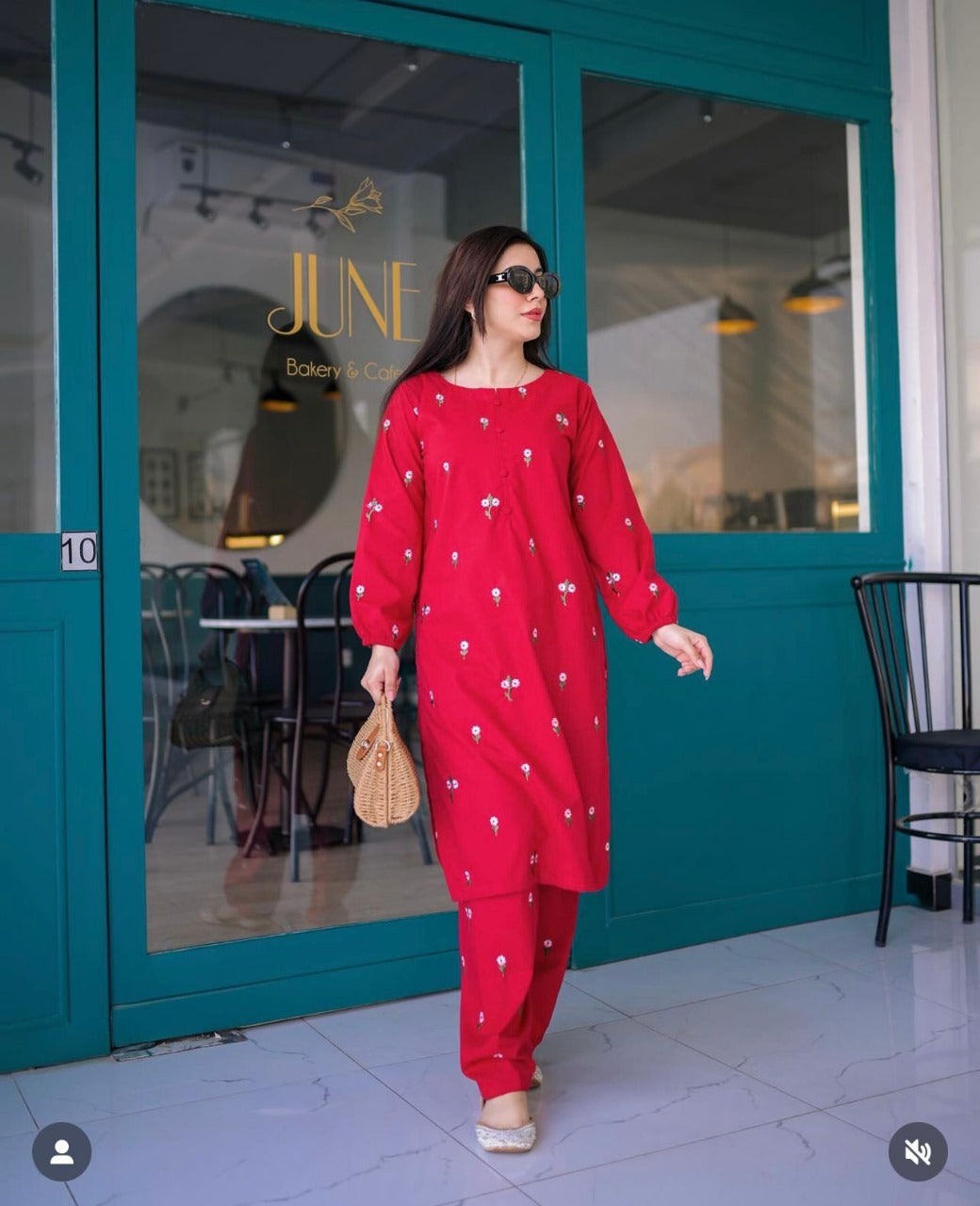 Floral 2PC Summer Embroidered Dress