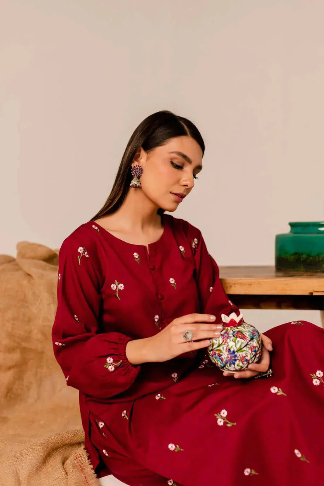 Floral 2PC Summer Embroidered Dress
