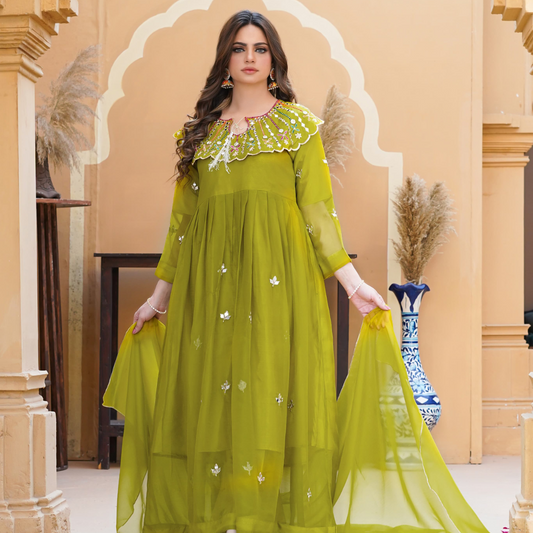 Muntaha Chiffon Embroidery Maxi 3Pc